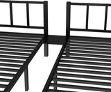 Triple Bunk Bed for Kids, Detachable Queen Over Twin & Twin Metal Bunk Bed with Guardrails, Ladder & Storage