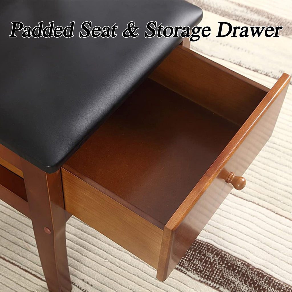 Wood Suit Valet Stand, Clothing Valet Chair with Drawer, Wrinkle-Free Garment Rack