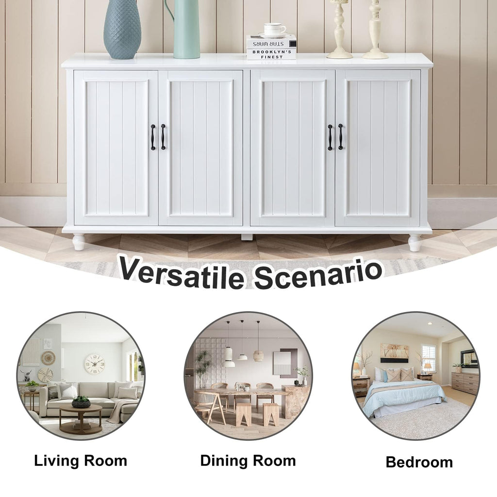 62'' Large Buffet Cabinet with Storage, White