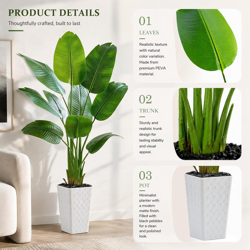 Bird of Paradise Artificial Plants, 6FT Banana Fake Tree Indoor