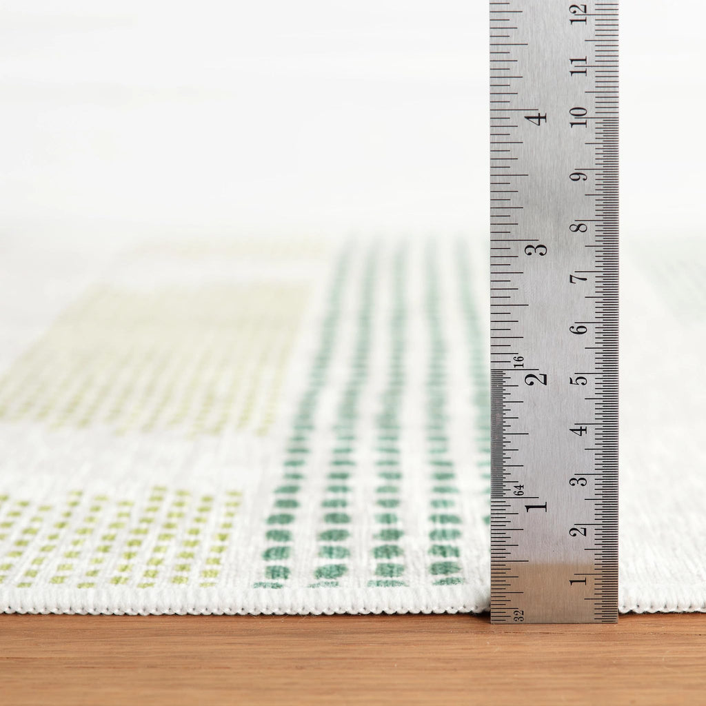Tread Lightly Green Striped Printed Washable Rug