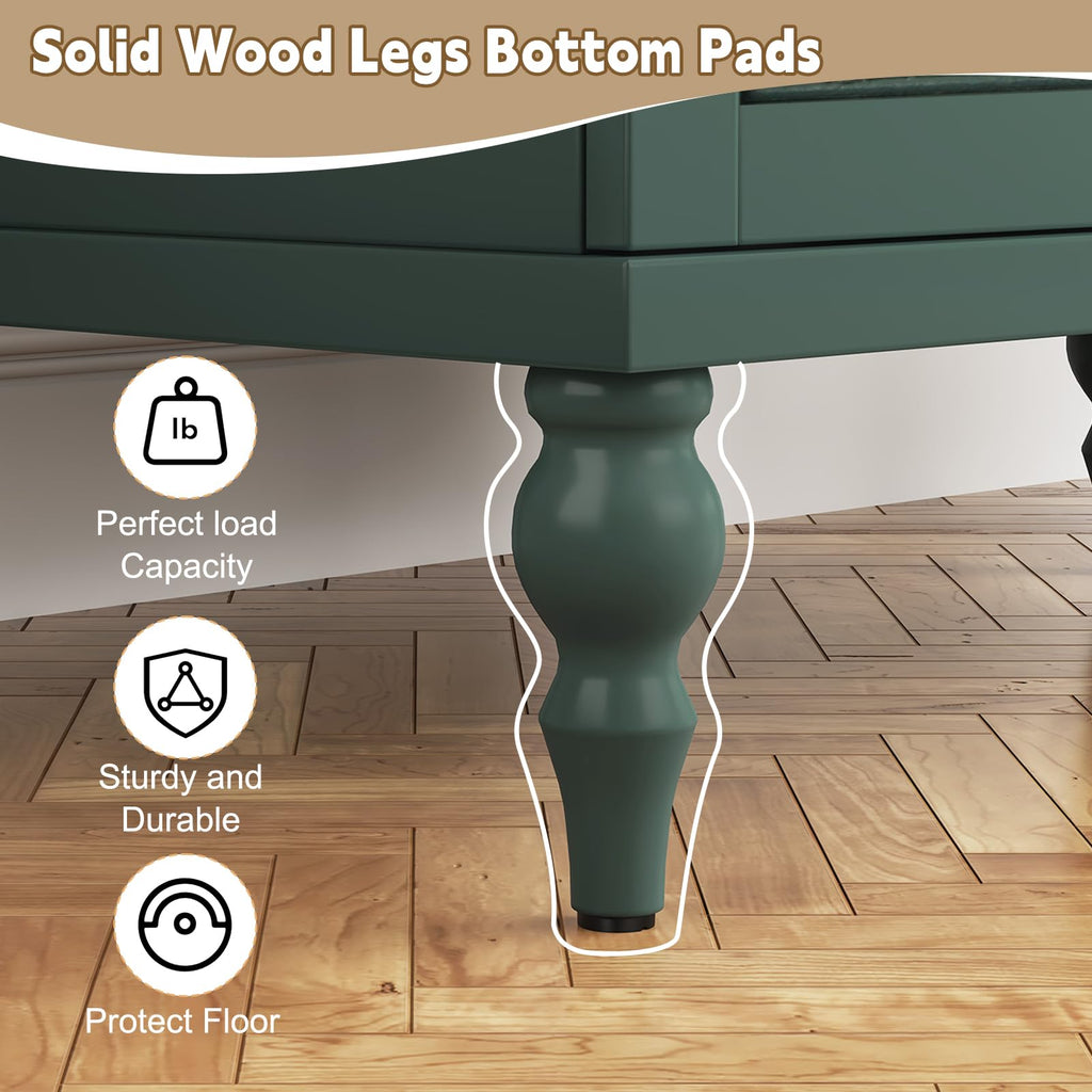 67" Retro TV Stand with Hollow Carved Doors, Green