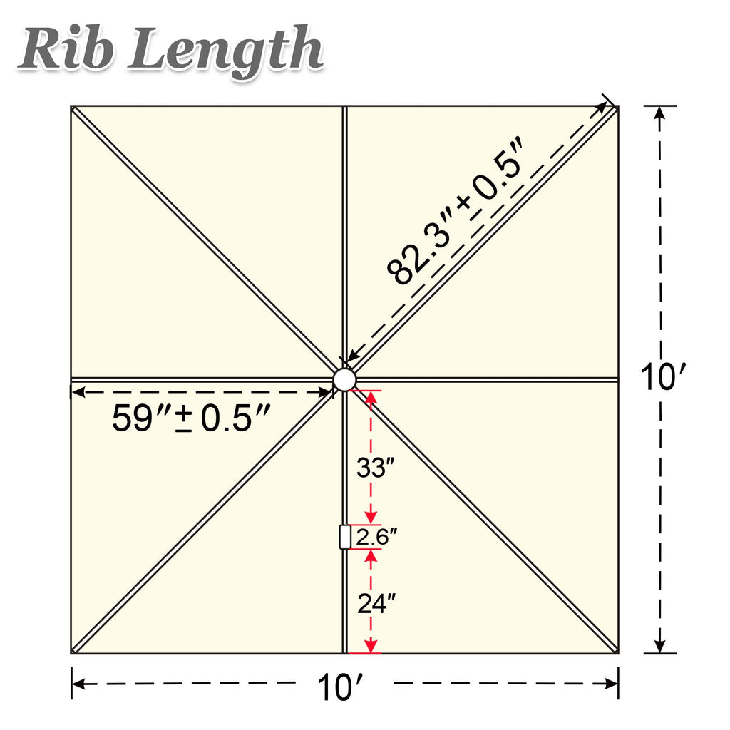 Replacement 10' x 10' Canopy 8 Rib (Beige)