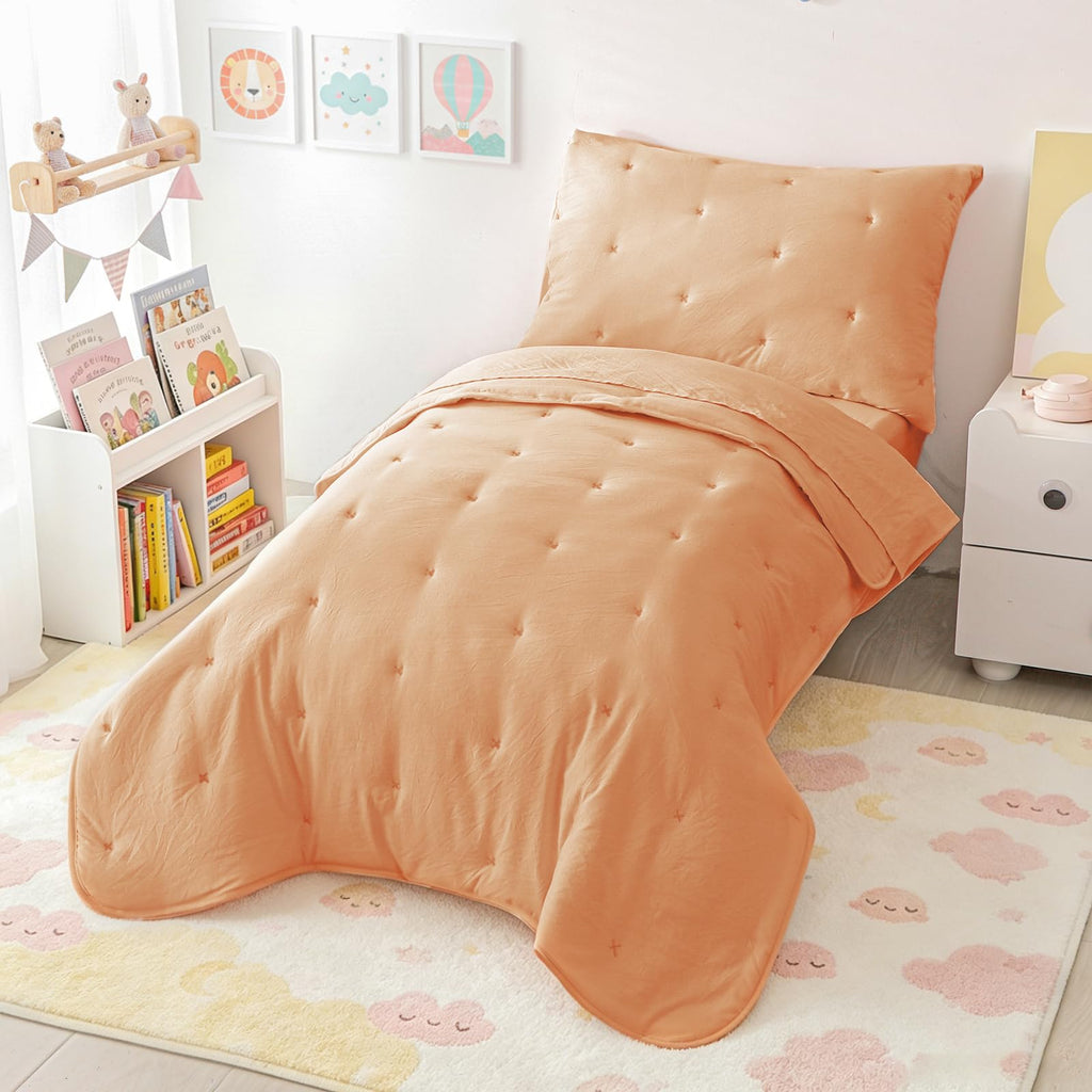 Toddler Bedding Set for Girls Boys 4-Piece Kids Bedding Set Orange
