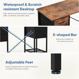 Computer Desk 55 Inch with 4 Drawers Home Office Table with Mesh Shelf for Work Study Writing Gaming Storage Furniture