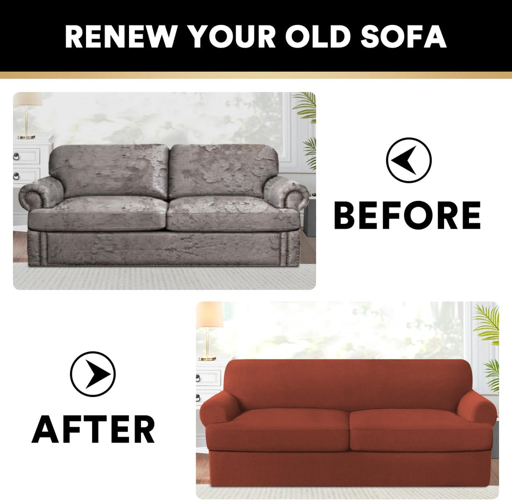 T Cushion Sofa Slipcover 3 Pieces Sofa Covers for T Cushion Couch Soft Couch Covers Sofa Slip Cover Furniture Covers