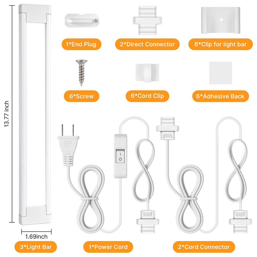 3 Pack Plug in Under Cabinet Lighting
