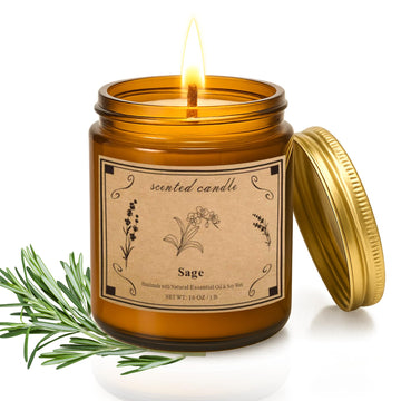 Sage Candles for Cleansing, 16oz Large Jar White Scented Candle, Over 100 Hours of Burn Time, Ideal Decor and Gift