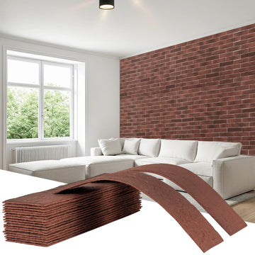 Thin Brick Veneer, 8.5" x 2.3" Faux Brick, Wall Tile, Interior and Exterior Wall, Supplied by (100pcs, RED)