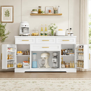 54" Sideboard Cabinet, Kitchen Buffet Cabinet with Storage, White