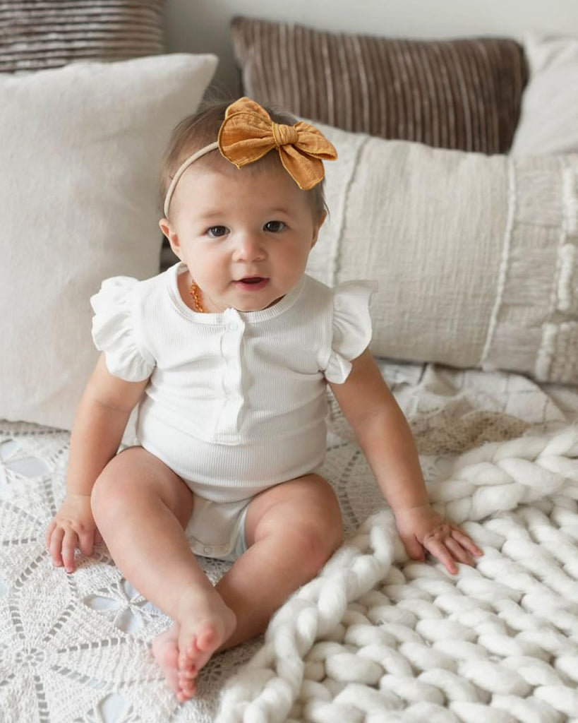 Baby Girl Muslin Headbands, 6pcs Cotton Baby Bows for Newborns