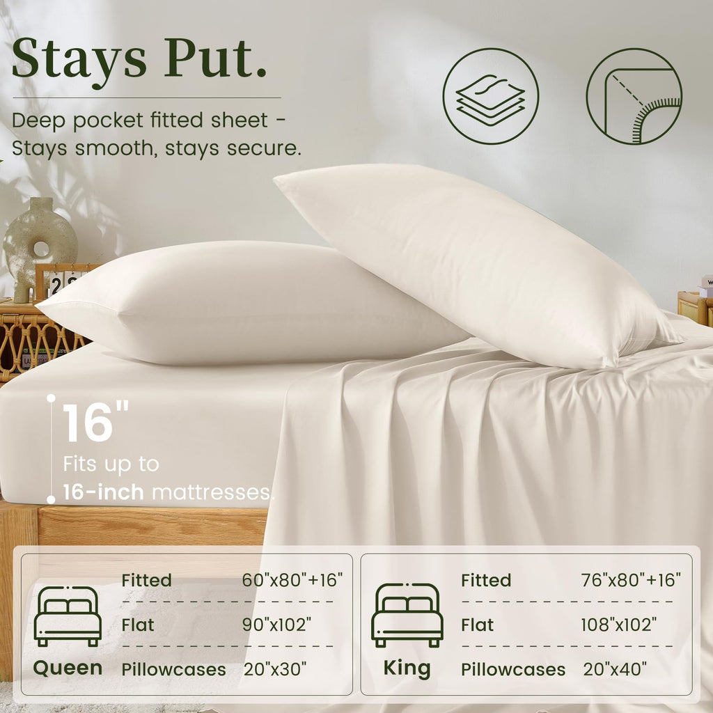 4pc Sheet Set, Viscose derived from Bamboo & Mulberry Silk