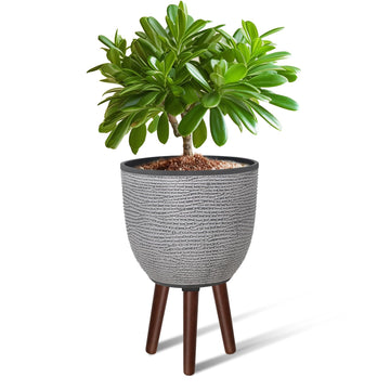 12 Inches Large Decorative Plant Pot with Stand