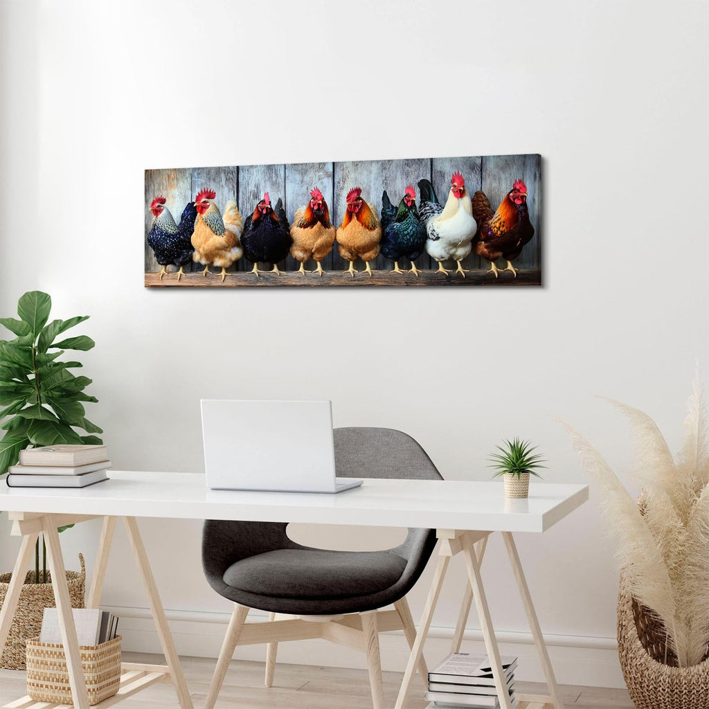 Country Chicken Canvas Wall Art Rooster Kitchen Decor Rustic Farmhouse Coop Picture Prints Decorations Colorful Farm