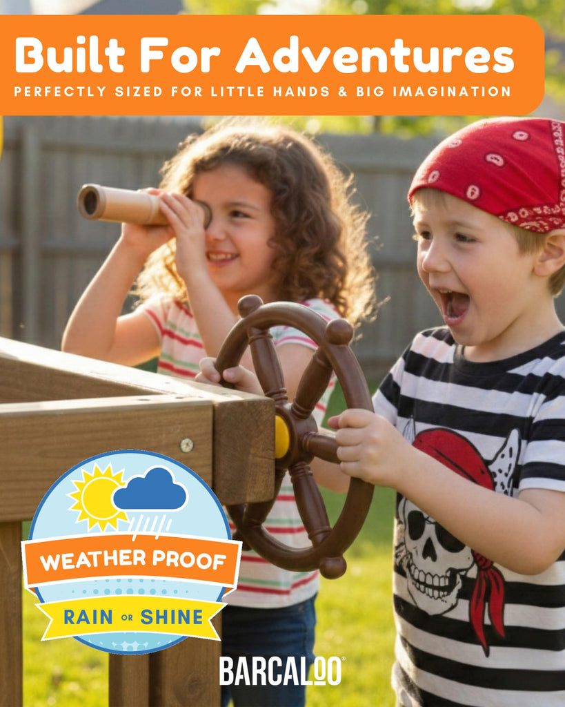 Pirate Playground Bundle - Telescope, Wheel & Flags, Jungle Gym