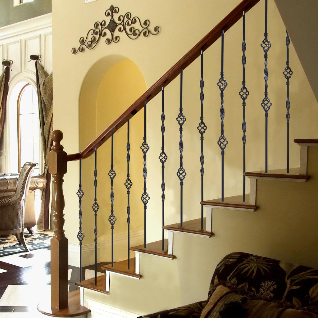 Balusters for Staircase Interior - Stair Spindles, Banister, Hollow, 1/2inch x 44inch, Single Basket, Double Basket