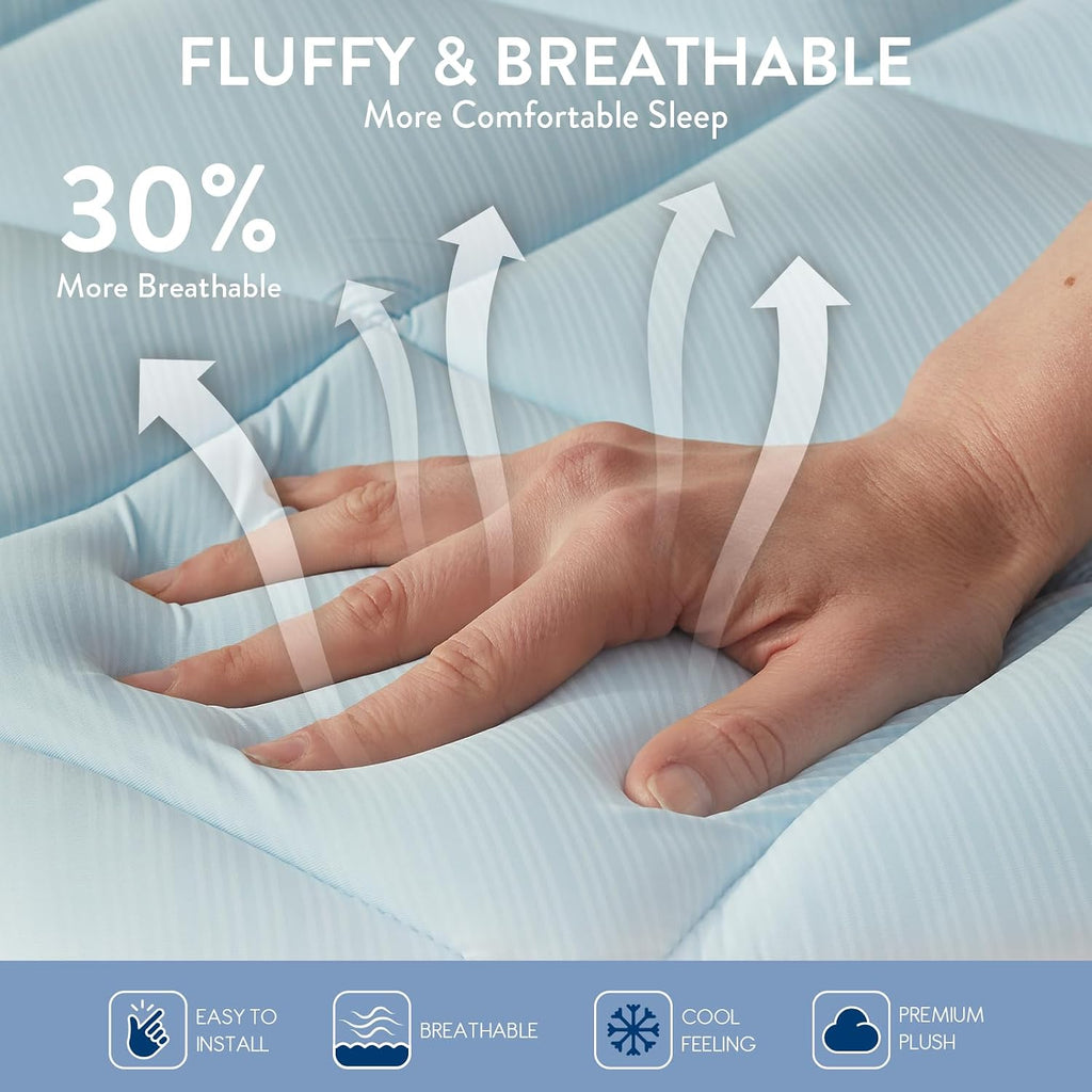 Cooling Mattress Topper King,Gel-Infused Memory Foam Mattress Pad | 1/2 inch Breathable Ventilated Design, Light Soft