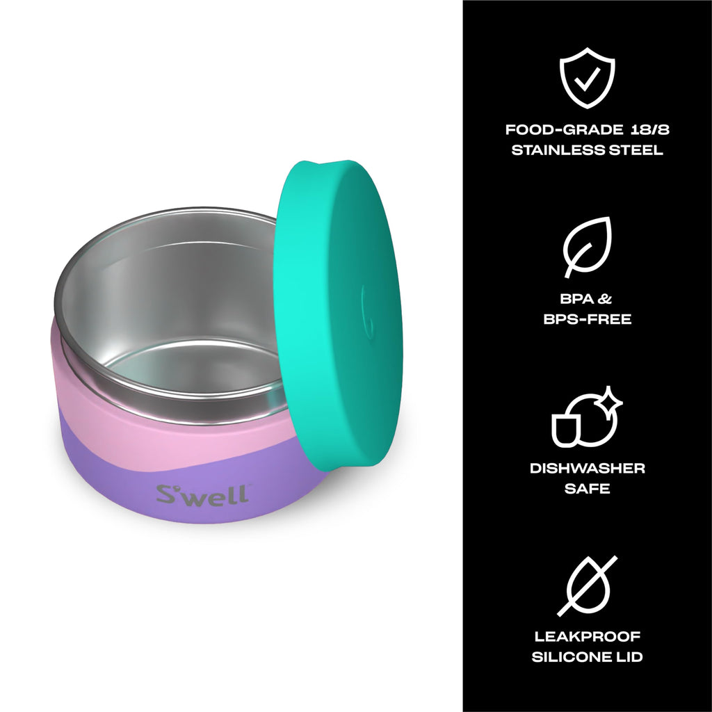 Stainless Steel Food Canister, 10oz, Pastel Paradise, Single Walled Durable Construction, BPA Free, Dishwasher Safe