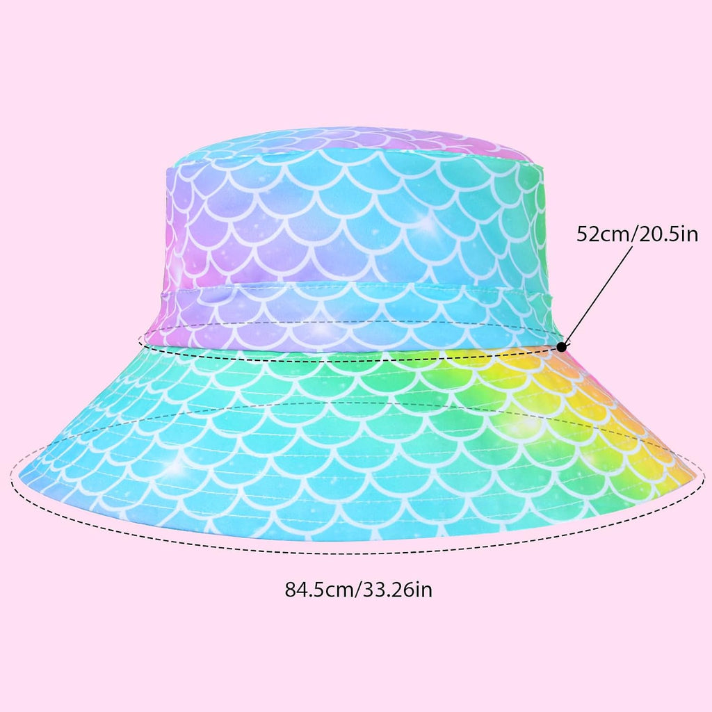 Kids Bucket Hat Anti-UV Toddler Girls Sun Hat Wide Brim UPF 50+ Sun Protection Packable Summer Beach Hat for Girls 2-9