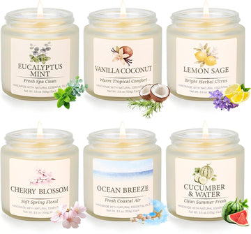 21 oz Scented Candles Set, 6 Pack Soy Candles - Set of 6