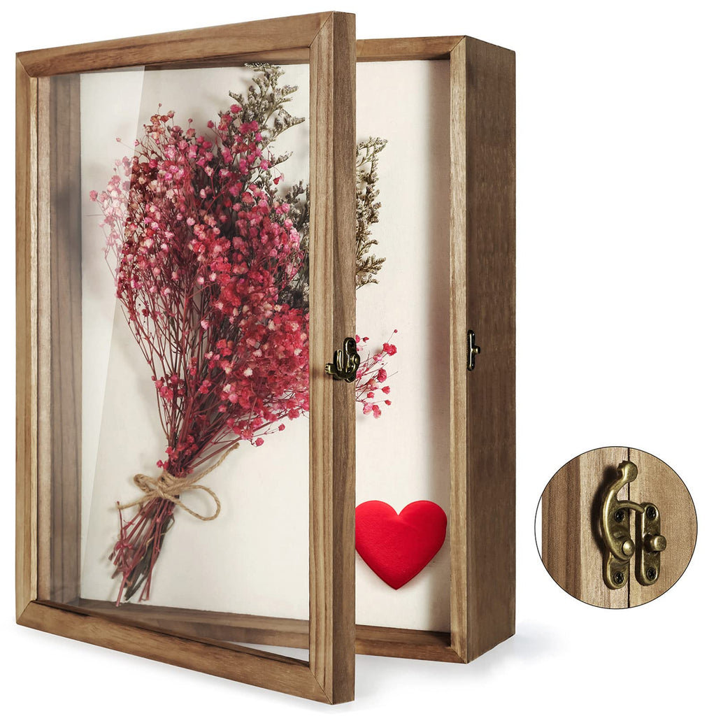 Large Shadow Box 13x16 Display Case Wood Picture Frame Carbonized