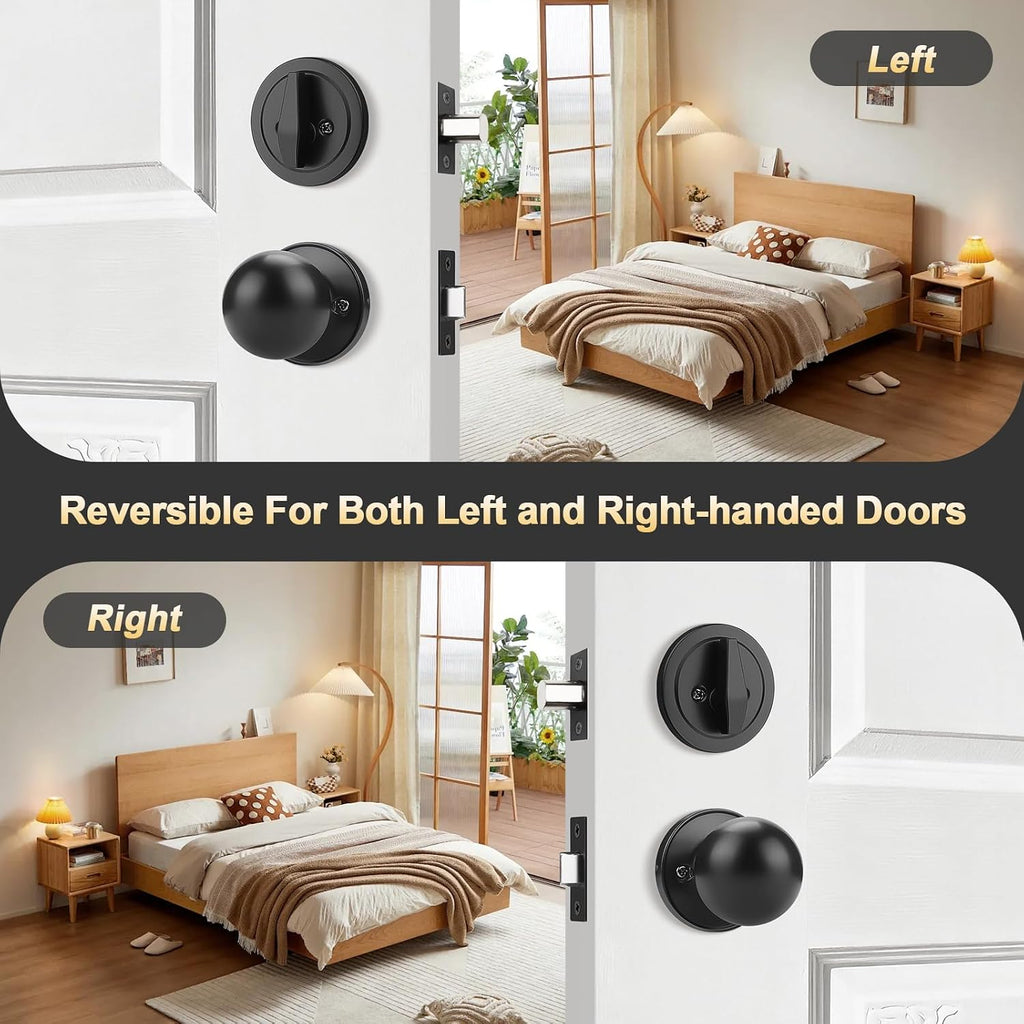 Front Door Lock Set Matte Black Exterior Door Handle, Deadbolt Lock with Interior Door Knob for Entry Doors