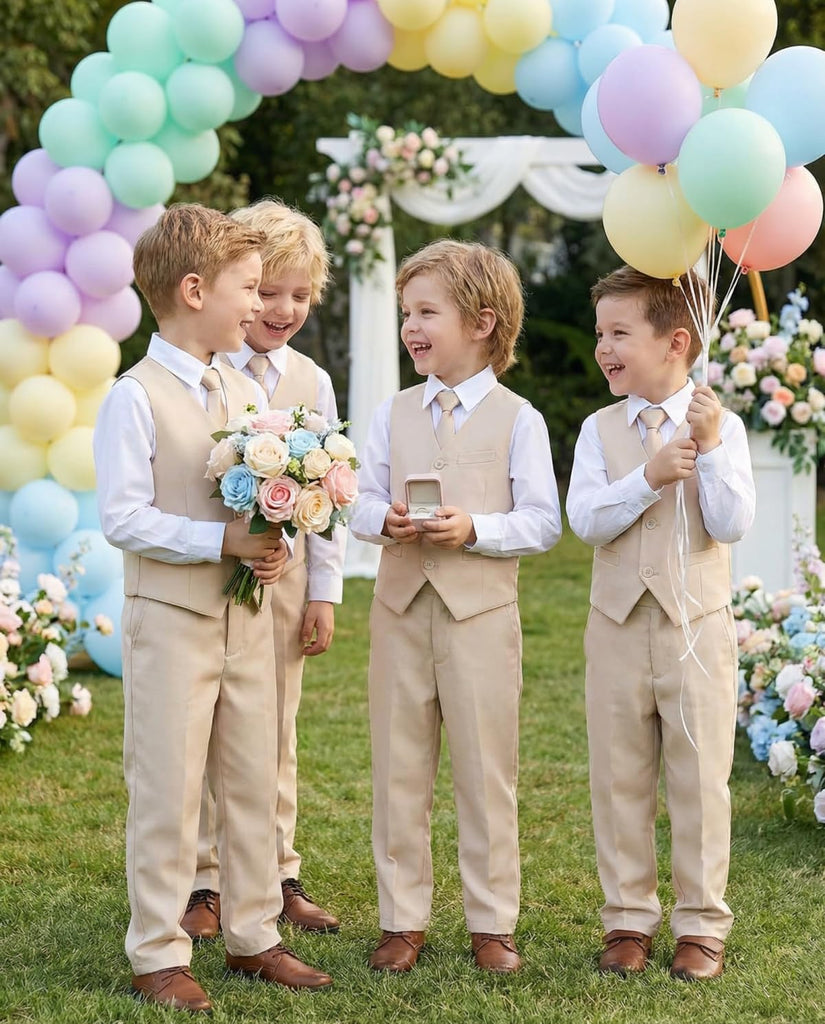 Boys Suits Kids Dress Vest Pants Set Ring Bearer Outfit 5