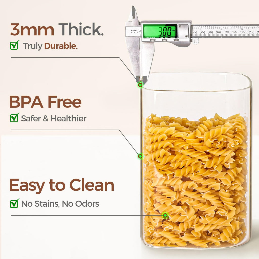 Glass Storage Jars with Bamboo Lids 4.6 Qt 2 Pack Large Wide Mouth