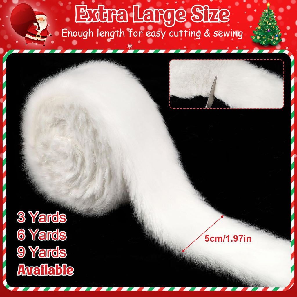 White Fur Trim Fur Fabric Xmas Faux Fur Ribbon for Christmas Decor