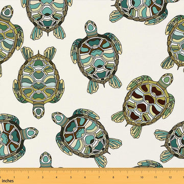 Turtle Fabric by The Yard - Exotic Chic Upholstery, Boho Animal Decorative, Abstract Reptile Indoor Outdoor, Ocean