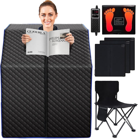 Infrared Sauna Box for Home, Portable Personal Dry Sauna for Relaxation, Detoxification, Carbon Crystal Heating