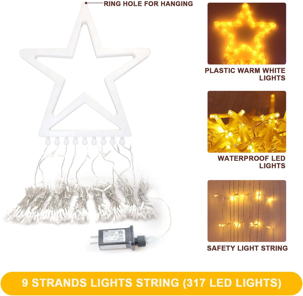 (New) Christmas Decorations Star String Lights, 320 LED Christmas Light Outdoor Yard Decorations Tree Light with 13"