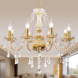 Modern Elegant 8 Lights K9 Crystal Glass Chandelier Golden Pendant Ceiling Lighting European Style for Dining Living Room Bedroom Transparent, 8 E12 Bulbs Required A110-B0DRF6TY5C