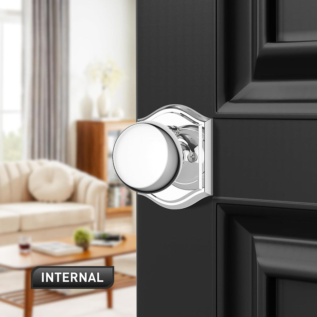Privacy Door Knob Interior, Bright Chrome, Zinc Alloy