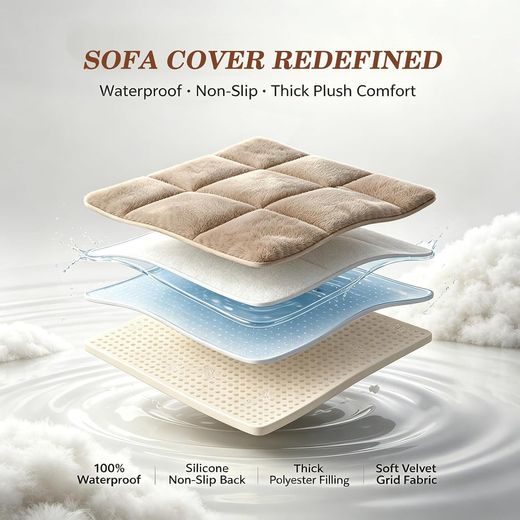 Pet Couch Covers for Sofa Waterproof Plush Dog Sofa Cover Washable
