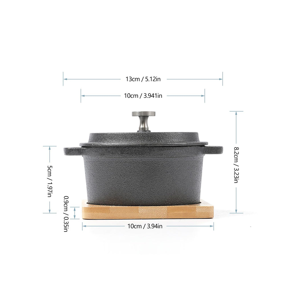 Cast Iron Mini Dutch Oven with Lid Sauce pan Melting pot 270ml/9.13oz/1.08cup Black Set of 6