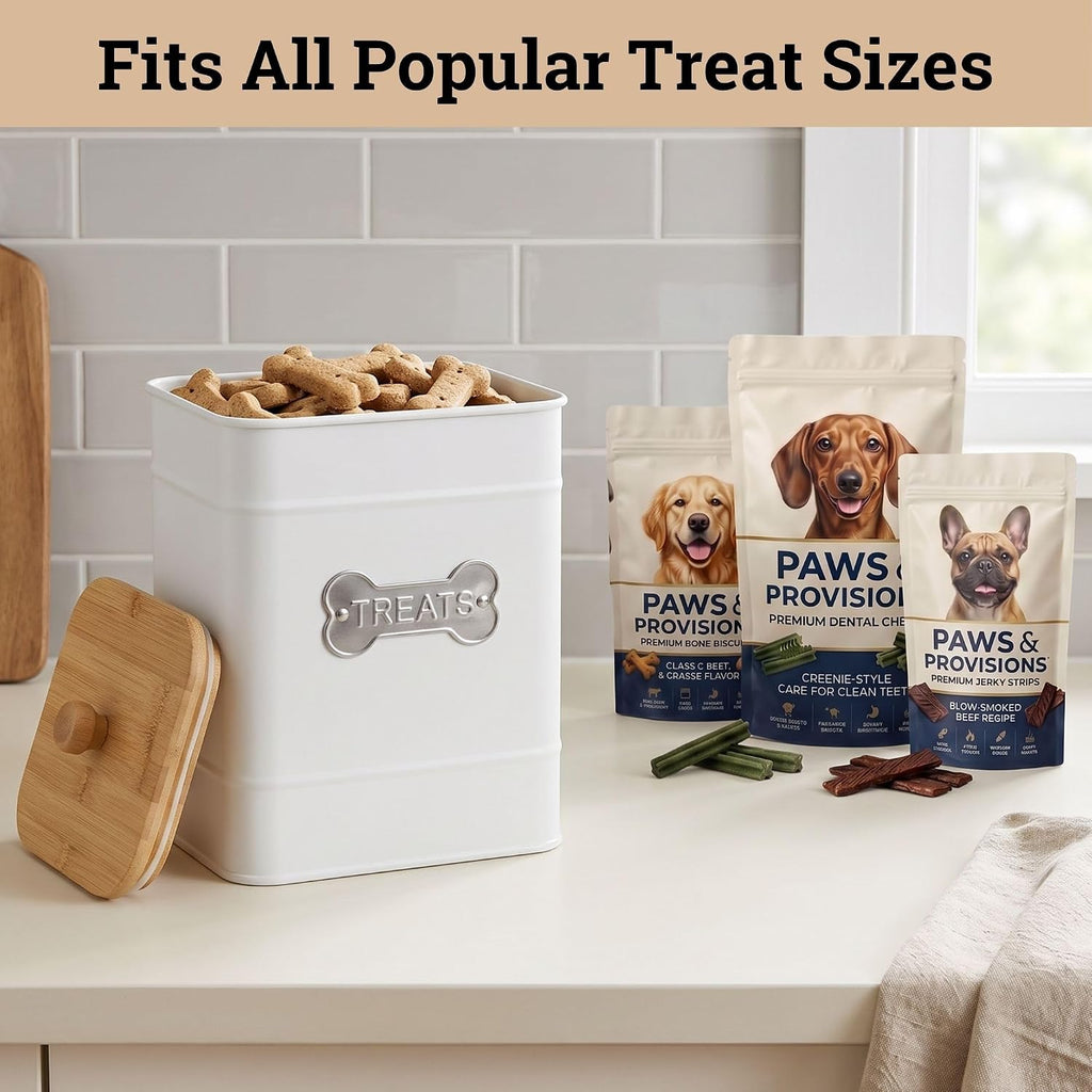 Dog Treat Container Airtight, 6"W x 8"H, Powder Coated, 12 Cup Capacity