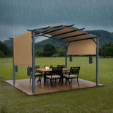 10 x 10 ft Outdoor Pergola, Arched Top Metal Pergola, Retrac - Image 8