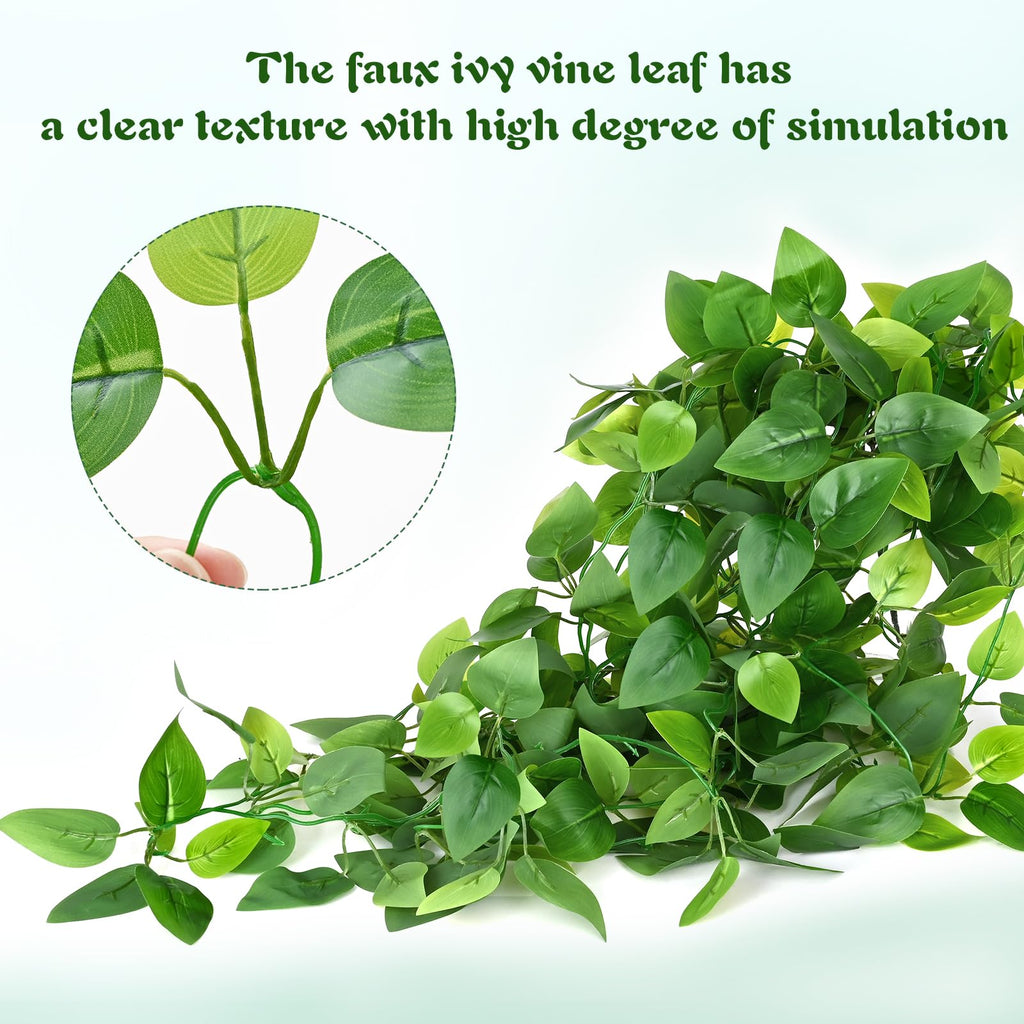 Fake Hanging Plants, 4Pcs Faux Ivy Pothos Vines Greenery