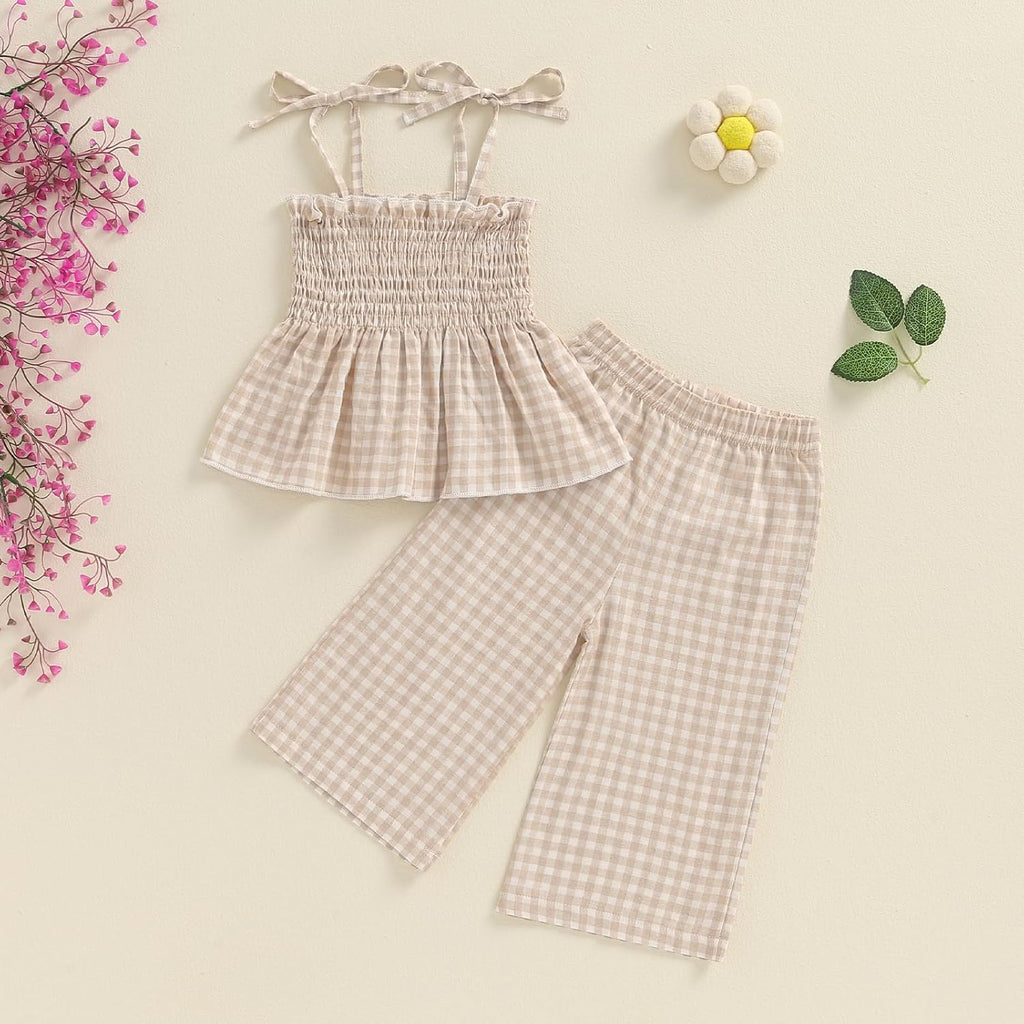 Infant Baby Toddler Girls Clothes Solid Color Sleeveless Camisole Linen Pants Set Baby Summer Outfits