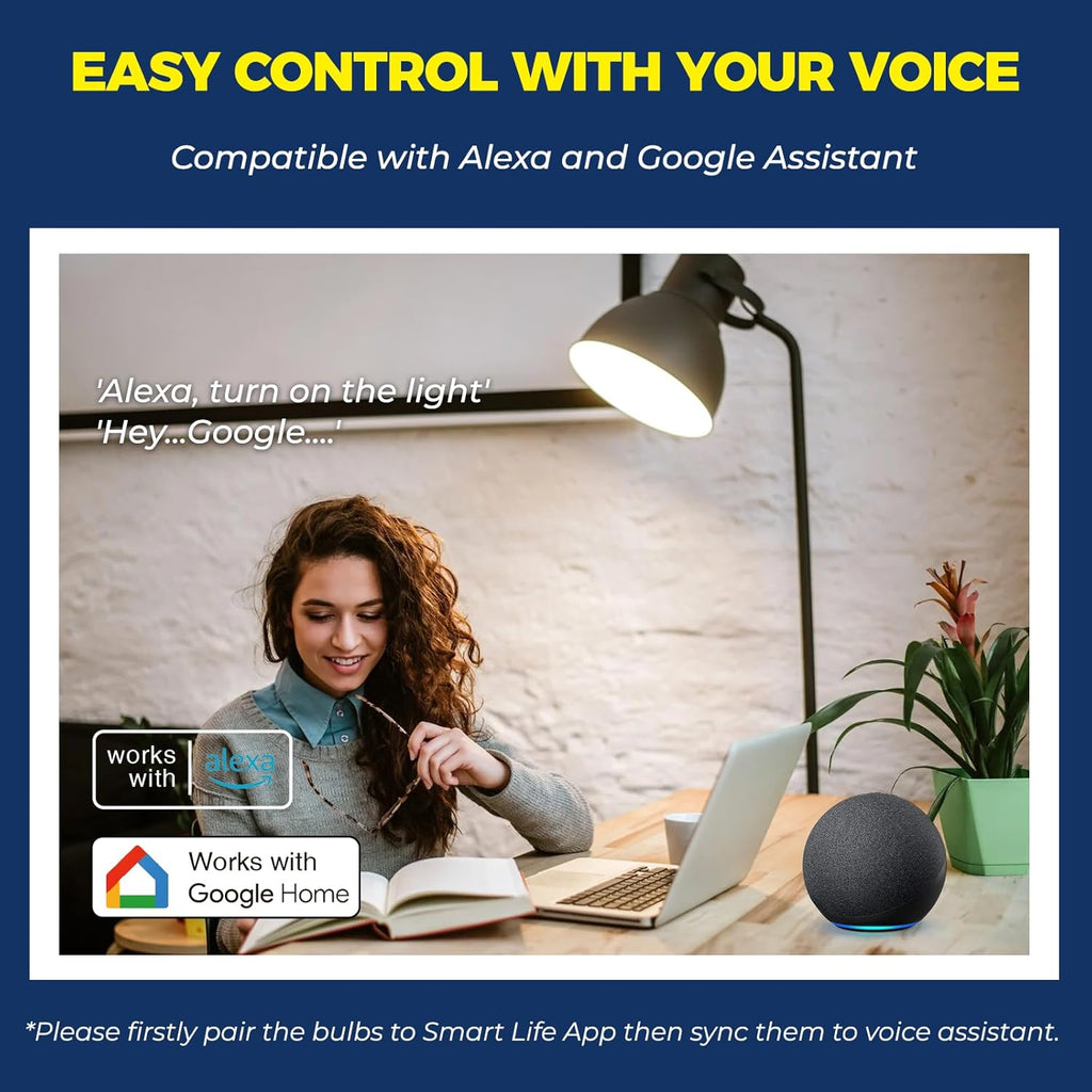 Smart Light Bulbs 100W Equiv., 1350LM 11W Smart Bulb Works with Alexa/Google Home/SmartLife, A19 E26 RGBCW Color