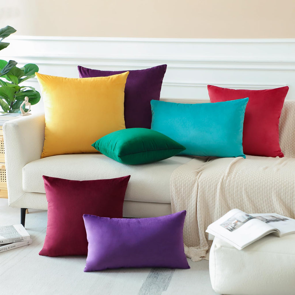 Velvet Soft Decorative Throw Pillow Covers 24 x 24 Inch Solid Square Cushion Case Home Decor Pillow Covers for Couch