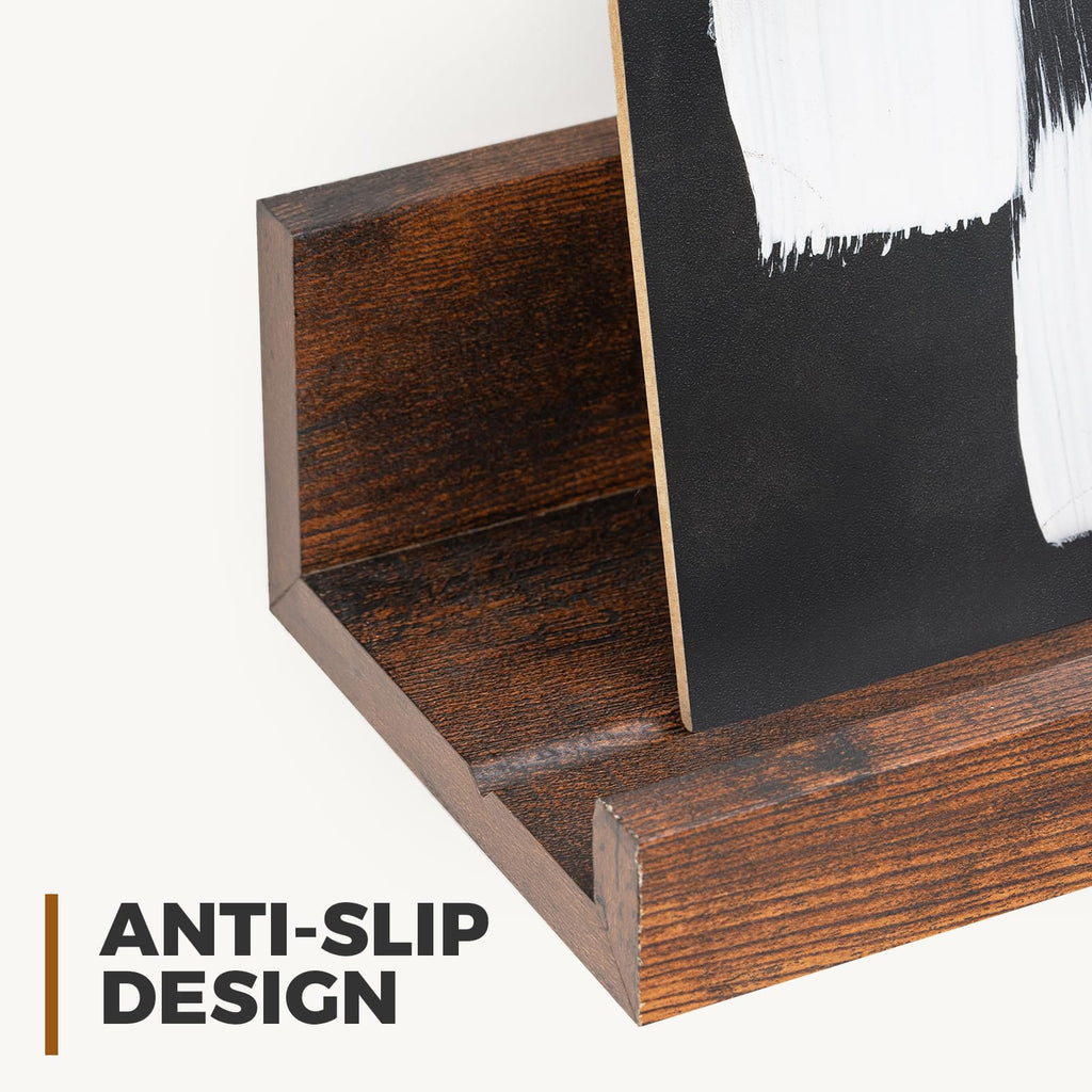 24" Wood Floating Shelves Wall Shelf with Lip, 2Pcs, Brown