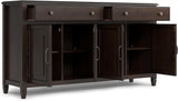 Connaught Buffet - 67 inch Wide Solid Wood 4 Door Sideboard Cabinet in Dark Chestnut Brown