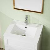 24" White Freestanding Bathroom Vanity with Single Sink - Modern Vanity Cabinet