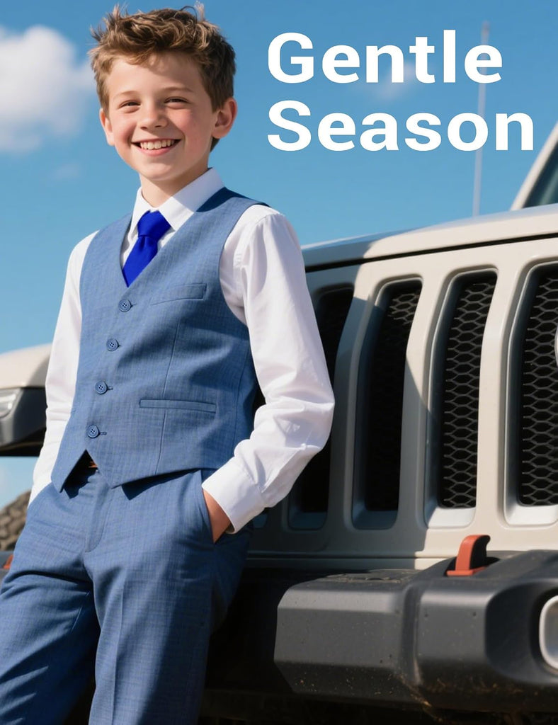 Boys Complete Suits Set with Suspenders Standard & Husky