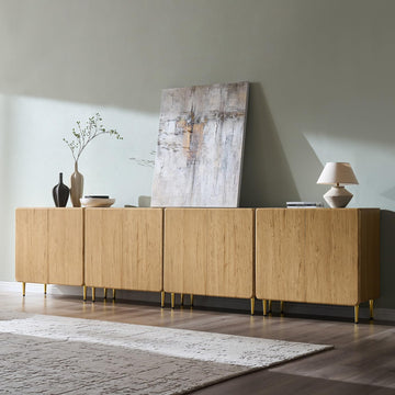 Sideboard Buffet Cabinet with Storage, 122.8" W Modern Credenza w/Adjustable Shelves, Wooden Modular Accent Cabinet