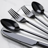 Black Silverware Set, 30-Piece Flatware Set for 6, 18/10 Stainless steel Cutlery Set