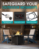 33" Outdoor Fire Pit Table, 50,000 BTU Square Propane Fire Pit Table with Lid, Glass Rock & Glass Wind Guard, HDPE Outdoor Furniture for Patio - Image 8