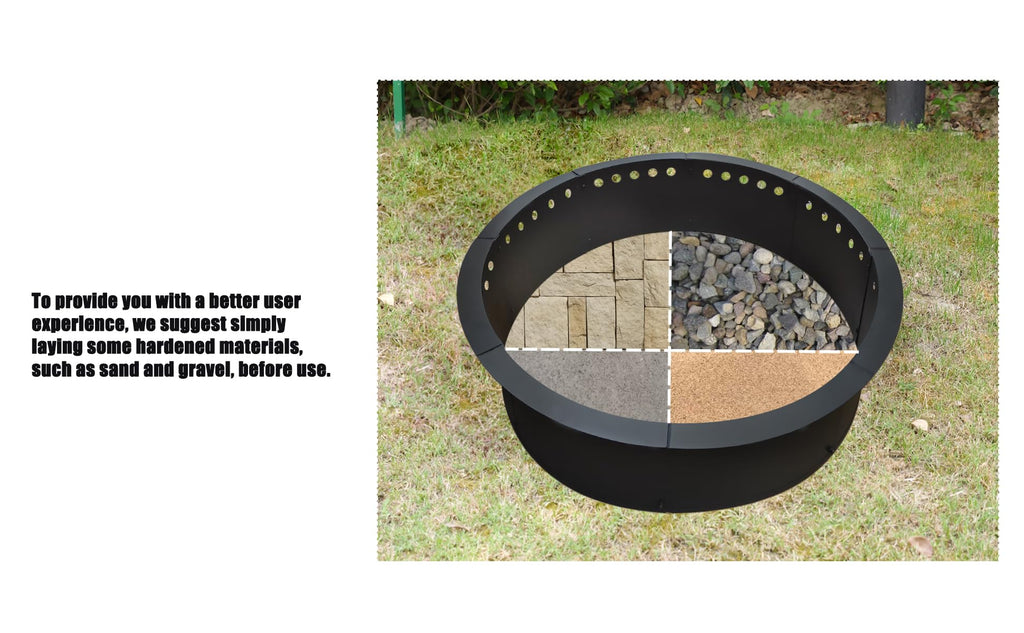 Outdoor 35-Inch Outer/31-Inch Inner Fire Pit Ring Smokeless, Duty Solid Metal Steel Round Firepit Rim Insert for DIY